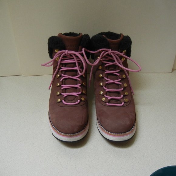 Cole Haan Sz 9 Womens Grand Explore Boot Waterproof Shearling Hiker Wedge Suede - Picture 5 of 11